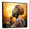 thumbnail image 2 of Designart "Painting Beauty of African Woman in Yellow IV" Fashion Framed Wall Art - Glam Orange Woman African American Living Room Framed Canvas Art, 2 of 6
