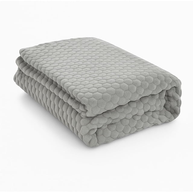 Cobija King Size Bluelander, Diseño de Cuadros, Franela 100% Poliéster Ultrasuave, Gris