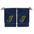 thumbnail image 2 of Monogrammed Hand Towel, Personalized Gift, 16 x 30 Inches - Set of 2 - Gold Embroidered Towel - Extra Absorbent 100% Turkish Cotton - Soft Terry Finish - for Bathroom, Kitchen and Spa - Script I Navy, 2 of 3