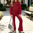 thumbnail image 4 of Kiijoy Girls Sweatsuit 2 Piece Outfits Casual Bow Sweatshirt Flare Pants Set, Sizes 5-15, 4 of 5