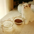 thumbnail image 3 of Cuencos de vidrio elevados para gatos o perros pequeños con soporte de metal elevado y antideslizantes para platos de agua y comida para mascotas, 3 of 5