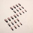 thumbnail image 3 of Dark Pink French Press on Nails with Rhinestone Design Black French Tip Nude False Nails Attractive Black Glitters Sequins Acrylic Simple Classy Nails FN-LT082, 3 of 4