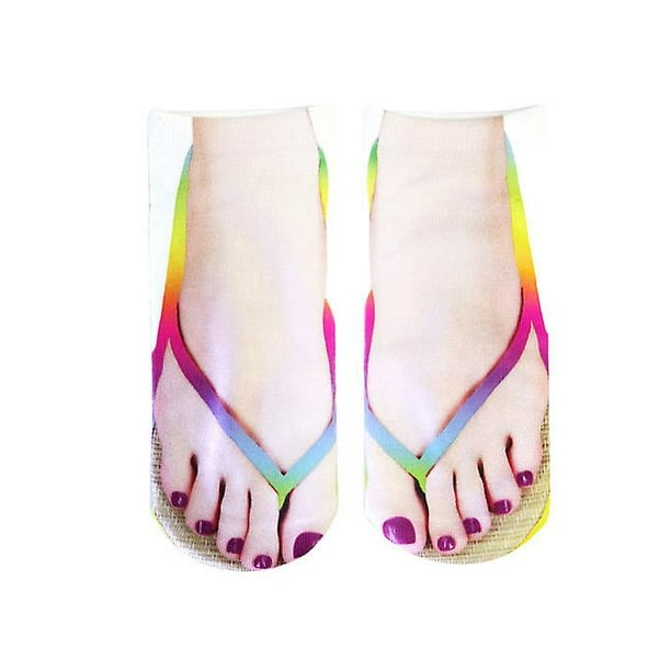 1 par de calcetines con chanclas con patrón 3d, calcetín divertido, diseño de verano, regalo, novedad