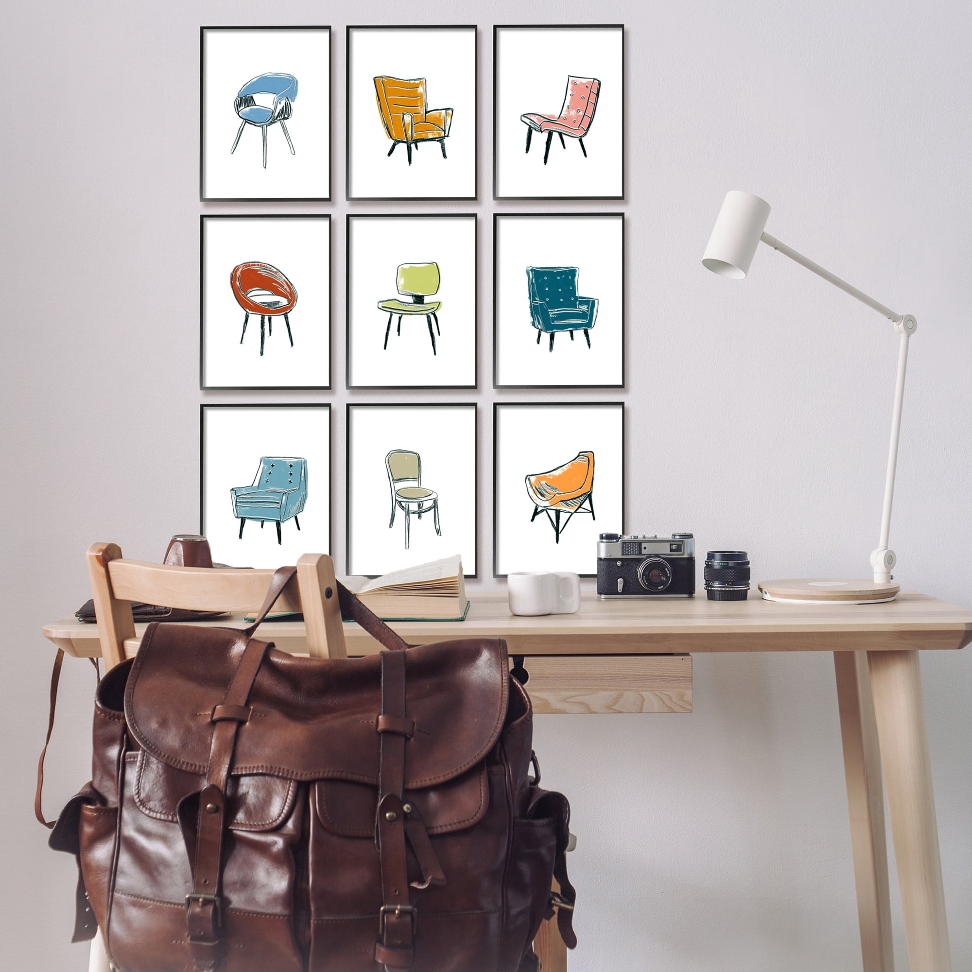 Stupell Industries Stylish Modern Chairs Varied Furniture Interior Design Framed Wall Art, 11 x 14, Design by June Erica Vess