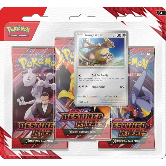 Pokemon TCG: Scarlet & Violet - Destined Rivals 3-Pack Blister – Kangaskhan (3 Booster Packs & 1 Foil Promo Card)
