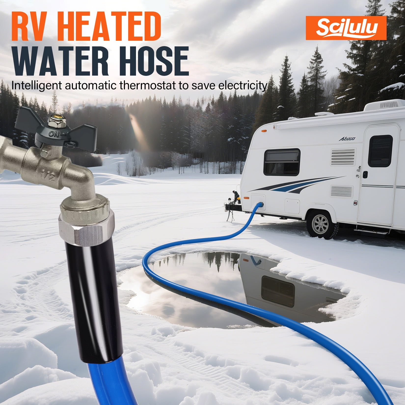Scilulu RV 75 FT Heated Water Hose Outdoor Drinking Water Hose Freeze Protection Down to -45 F for RV Trailer