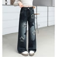 thumbnail image 4 of KVPLBQFD Girls Baggy Jeans Kids Y2K Star Print Denim Pants Casual Wide Leg Denim Jean for Teens Loose Distressed Trousers, 4 of 6