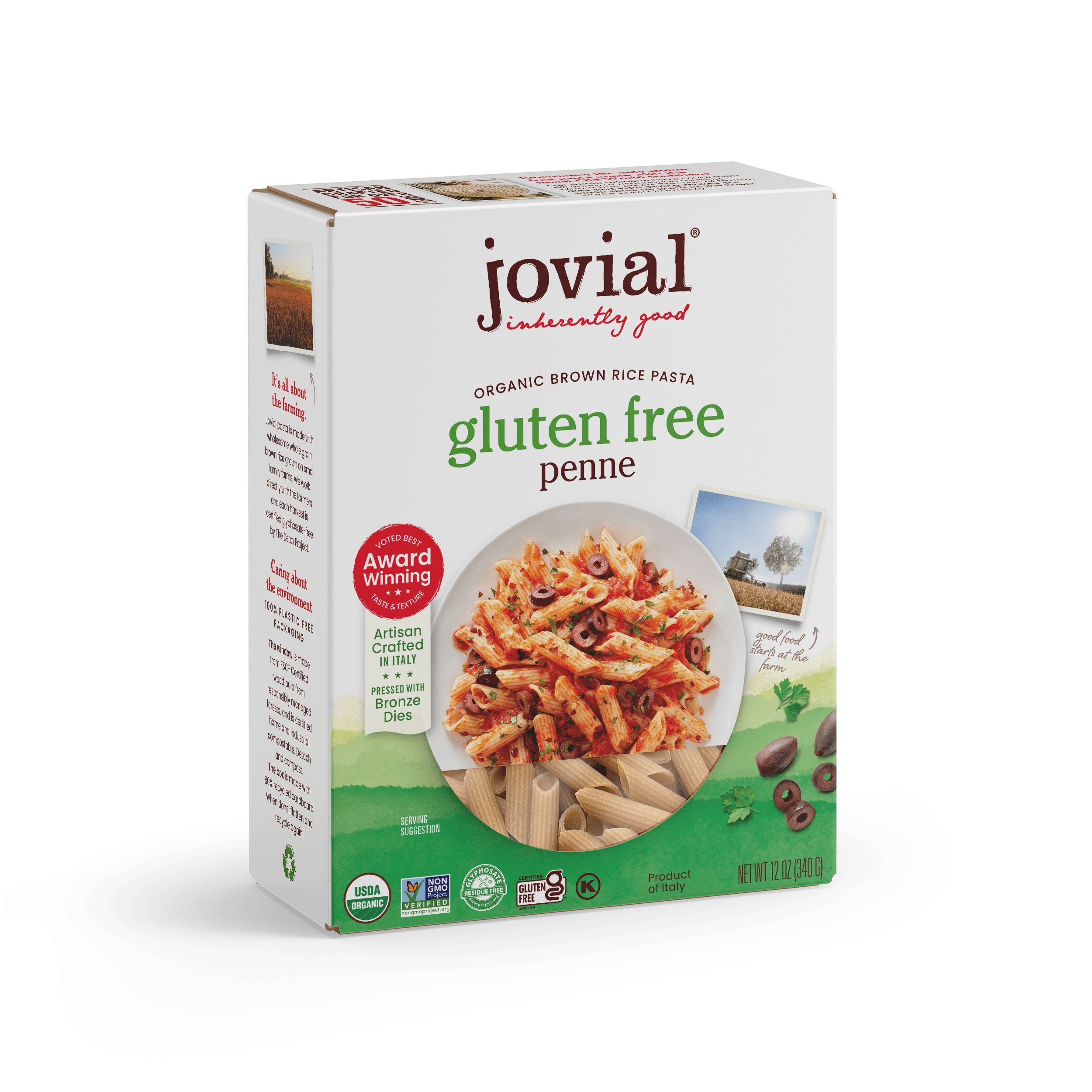 (2 pack) Jovial 100% Organic Gluten-Free Brown Rice Penne Pasta, 12oz