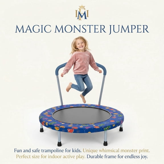 36" Toddler Trampoline with Handle, Mini Indoor Outdoor Kids Trampoline for Ages 1-6, Safe Jumping Rebounder for Boys and Girls
