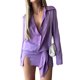 thumbnail image 3 of Sunloudy - Vestido informal para mujer, color sólido, con solapa, cierre de botones, cintura, lazo, abertura inferior, vestido elegante Sunloudy  moda, 3 of 9