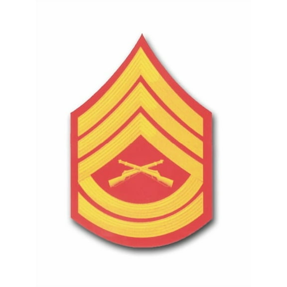 5.5 Inch USMC E-7 GUNNERY SERGEANT RED/GOLD CHEVRON VINYL TRANSFER DECAL