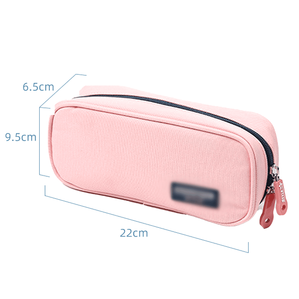 Gemdeck Large Pencil Case Big Capacity 3 Compartments Canvas Pencil Pouch  For Students pink 