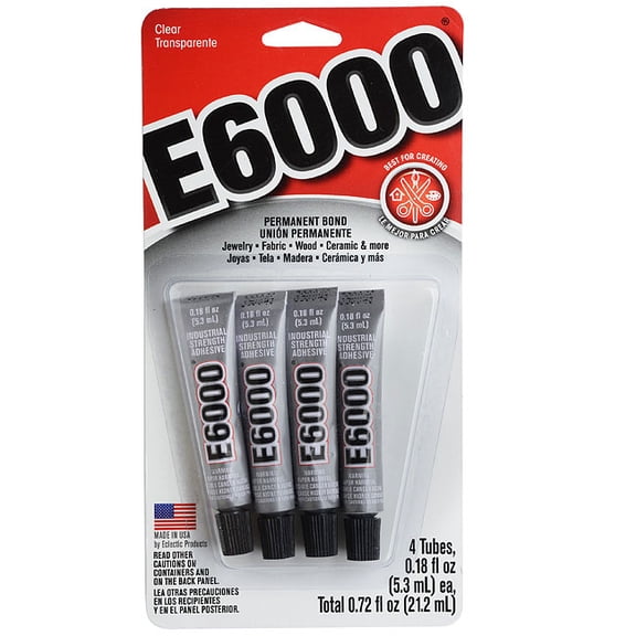 Eclectic E-6000 Adhesive, E6000 Mini Tubes, .18 fl oz, 4/Pkg.