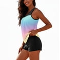 thumbnail image 4 of Womens Flowy Tankini Tops Modest Bathing Suit Loose Fit Two Piece Swimsuit Scoop Neck Swim Tops High Waisted Bottom, S, 4 of 7