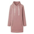 thumbnail image 4 of Sweater Dresses for Women,Womens Solid Color Hooded Raglan Sleeve Top Long Sleeve Drawstring Pocket Soft Breathable Casual Everyday Sweatshirt Pink L, 4 of 6