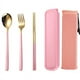 thumbnail image 1 of Xiao Hua Juego de 5 cubiertos de acero inoxidable, apto para uso alimentario, color rosa dorado., 1 of 5