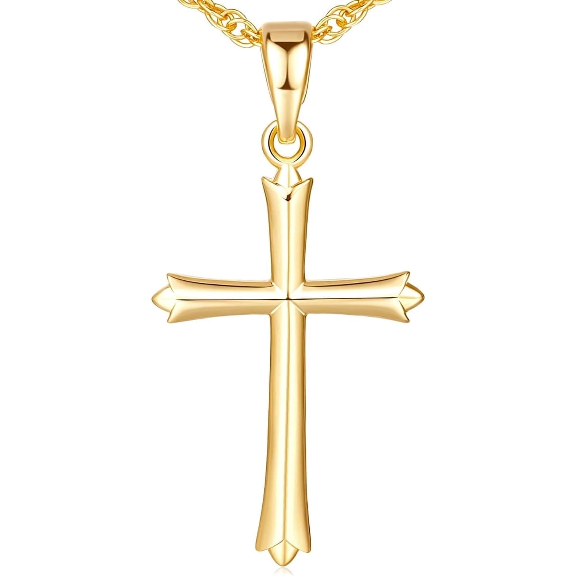 14k Gold Cross Necklace for Women Classic 14K Dainty Gold Chain Cross Pendant Necklaces for Womens Faith Jewelry Christian Gifts Gold Jewelry Graduation Birthday Gifts for Women Her Mom
