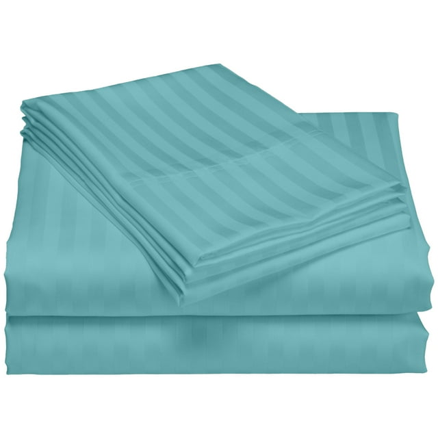Hotel Collection 1200 Super Soft & Wrinkle Free Luxurious Stripe 6-Piece Sheet Set (Full, Aqua)