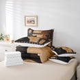 thumbnail image 4 of Wooden Guitar 7Pcs Comforter Set Full,Music Theme Bedding Set for Kids Boys Girls Adult Room Decor,Instrument Splicing Pattern Flat Fitted Sheet Rustic Vintage 2 Throw Pillow Covers,2 Pillowcases, 4 of 5