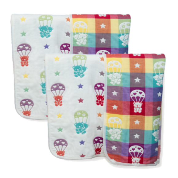 KaWaii Baby Couverture pour Bébé en Mousseline Jacquard de Coton à Double Couche, 100 % Coton Naturel Cadeau Unisexe Sweet Home - Lot de 2