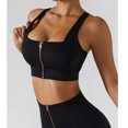 thumbnail image 4 of Sujetador deportivo ejercicio jogging correr a prueba de golpes push up cremallera frontal apertura mujeres entrenamiento sujetador negro M, 4 of 8