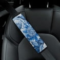 thumbnail image 4 of WYYP Blue Flowers White Floral Print Leaves and Stems Car Seat Belt Cover Pad Soft Comfort Car Seat Belt Pads Cover Ideal for Car Interior Accessories 1Pcs, 4 of 5