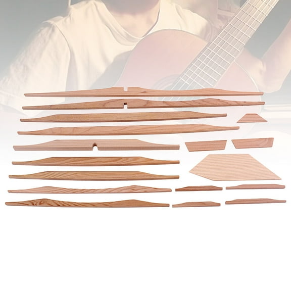 HONITANO Spruce Brace Wood Kit 17Pcs for Acoustic Guitar Accessories and Luthier Tools in Light Brown