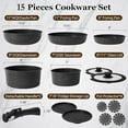 thumbnail image 4 of 15Pcs Pots and Pans Set Nonstick Cookware Set with Removable Handles, Oven Safe, Induction Compatible - Black, 4 of 7