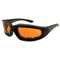 Epoch Eyewear Foam Padded Motorcycle Sunglasses Riding Glasses Z87  Safety Glasses (Black-Amber)