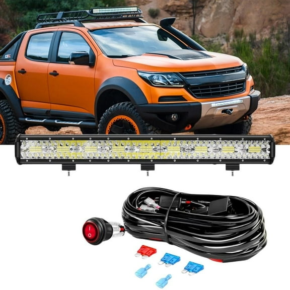 Waywe 26 Inch 540W Triple Row LED Light Bar 50000LM Spot Flood Combo Driving Off Road Lighting Working Lamp with 14AWG Wiring Harness for Truck Golf Cart SUV ATV UTV Boat