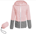 thumbnail image 2 of Opperiaya Women Packable Rain Jacket Outdoor Color Block Hooded Windbreaker, 2 of 4