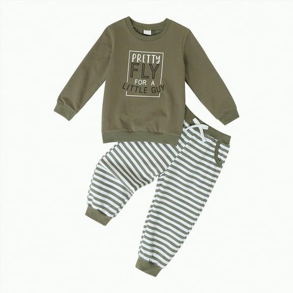 UAYOTSE Toddler Baby Boy Fall Winter Clothes 2-Piece Long Sleeve Top and Jogger Pant Set for Boys(18-24 Months,B13-Green)