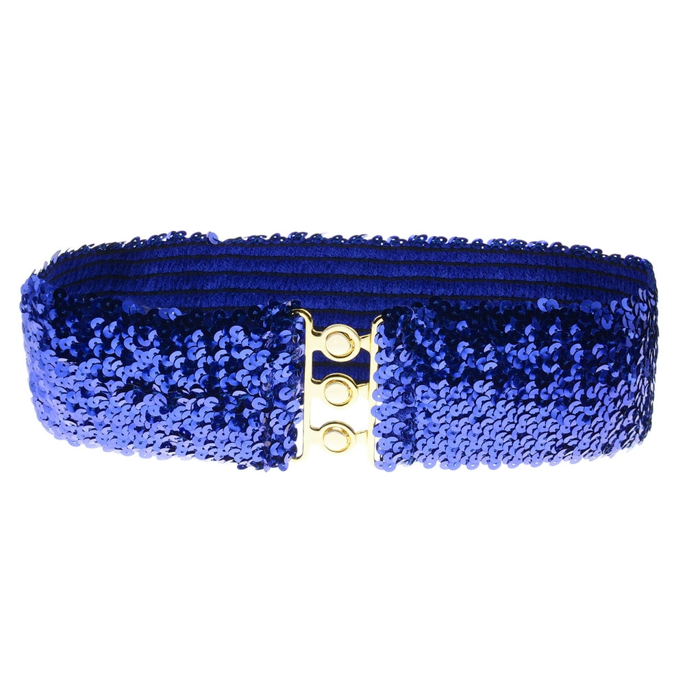 Feinuhan - Women's Sparkly Glitter Sequin Wide Stretch Elastic Belt Accessory - Walmart.com