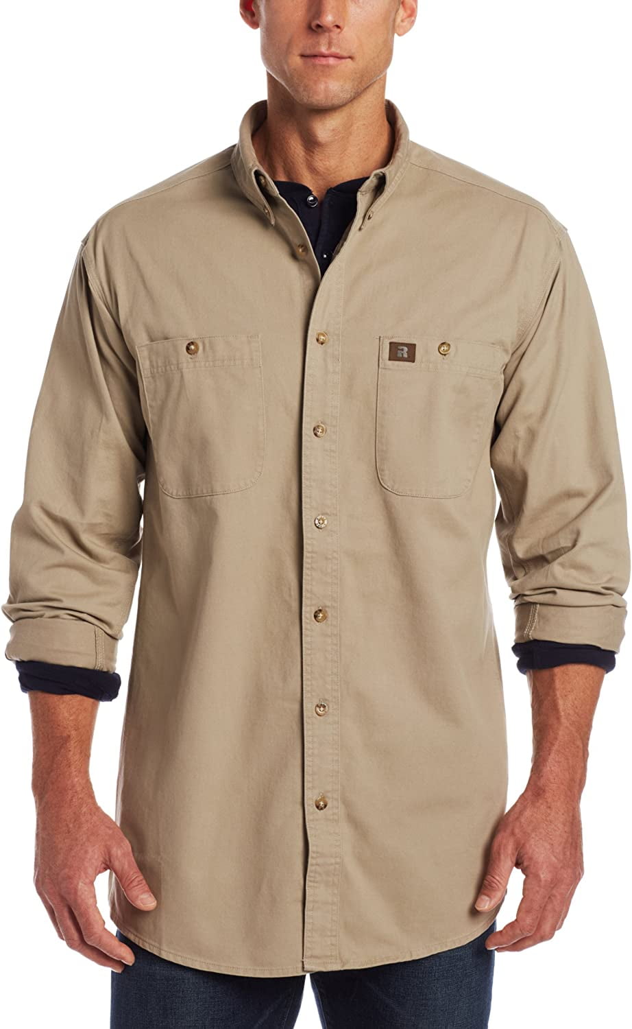 RIGGS WORKWEAR by Wrangler Men's Big and Tall Logger Shirt,Khaki,X