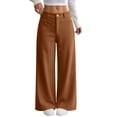 thumbnail image 2 of WULMLEO Women's Sweatpants Corduroy Fall Winter Elastic Waist Wide Leg Pant Trendy Comfortable Paloma Pants Trendy Lightweight Bottoms with Pockets Ginger L, 2 of 9