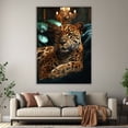thumbnail image 6 of Mudket Leopard on Black Leather Sofa Canvas Wall Art, Luxury Leopard Print Decor Framed Ready to Hang for Living Room Man Cave - 12"L x 8"W, 6 of 10