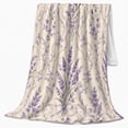 thumbnail image 2 of Lavender Sprigs And Ornamental Scrolls, Cozy Flannel Blanket for Lavender Art Enthusiasts, Vintage Botanical Watercolor Pattern Home Decor for Living Room and Bedroom, Housewarming Gift, 2 of 7