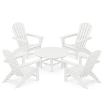 POLYWOOD Nautical 5-Piece Outdoor Adirondack Chair Conversation Set in White