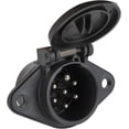 thumbnail image 1 of 7-Pin Round Vehicle-Side Female-End Socket Replacement SAE J560 Style, Durable Glass-Filled Nylon Housing 7-Way Round Electrical Connector, Semi Truck Trailer Wiring Harness Car End - Black, 1 of 8
