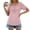 Pink, variant on ClodeEU Women's Embroidered Round Neck Short Sleeve Blouse,Casual Ruffle Hem Summer Top Blue,Women's Plus L