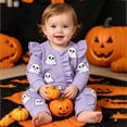 thumbnail image 2 of Pandaie Newborn Baby Girl Clothes Infant Ribbed Long Sleeve Romper Pumpkin Jumpsuit Bodysuit with Bow Headband Cute Fall Winter Outfits 0 3 6 12 18 Months, 2 of 8