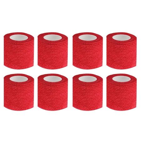 8pcs Tattoo Grip Tape Red, 2.95"x 5Yards Disposable Cohesive Tattoo Grip Cover Wrap Elastic Bandage Handle Grip Tube for Tattoo Machine Tattoo Grip Accessories