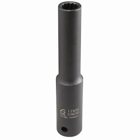 Sunex 212MZXD 0.5 in. Drive 12 mm 12 Point Extra Deep Impact Socket