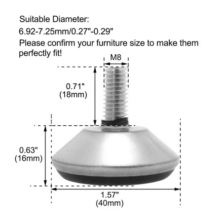 M8 X 20 X 40cm Leveling Feet Adjustable Leveler For Furniture Machine Leg 2pcs Walmart Canada