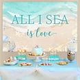 thumbnail image 3 of Beach Shell Bridal Shower Decor 4.92*3.28ft All I Sea Is Love Backdrop Banner Mermaid Bachelorette Decor Ocean Nautical Coastal Party Supplies for Surf Summer Seaside Engagement Wedding Party, 3 of 6