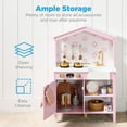 thumbnail image 4 of Best Choice Products Pretend Play Wooden Farmhouse Kitchen Set w/ Storage, Clicking Knobs, 5 Accessories - Rose, 4 of 9