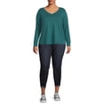 thumbnail image 2 of Terra & Sky Women's Plus Size V-Neck T-Shirt with Long Sleeves, 2 of 5