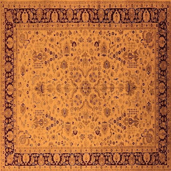 Ahgly Company Indoor Square Oriental Orange Traditional Area Rugs, 5' Square