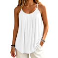 thumbnail image 5 of Yigetop Women's Pleated Tank Tops Spaghetti Strap Camisole Curved Hem Fashion Casual 2026 Summer Tops Daily Wear White XL, 5 of 6