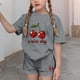 thumbnail image 4 of Conjuntos de blusas y camisas de cuello redondo y manga corta para niños, conjunto de dos piezas de top y pantalones cortos de manga corta con cuello redondo y manga corta para niños, top de poliéster, 4 of 6
